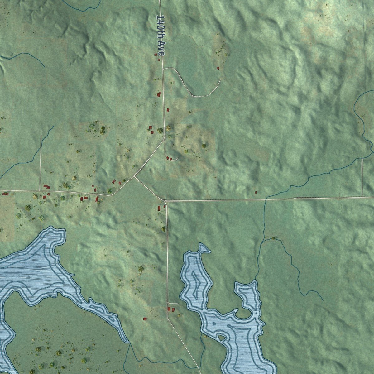 Second close-up of the map of Grant, Mecosta County, Michigan print showing more streets and buildings