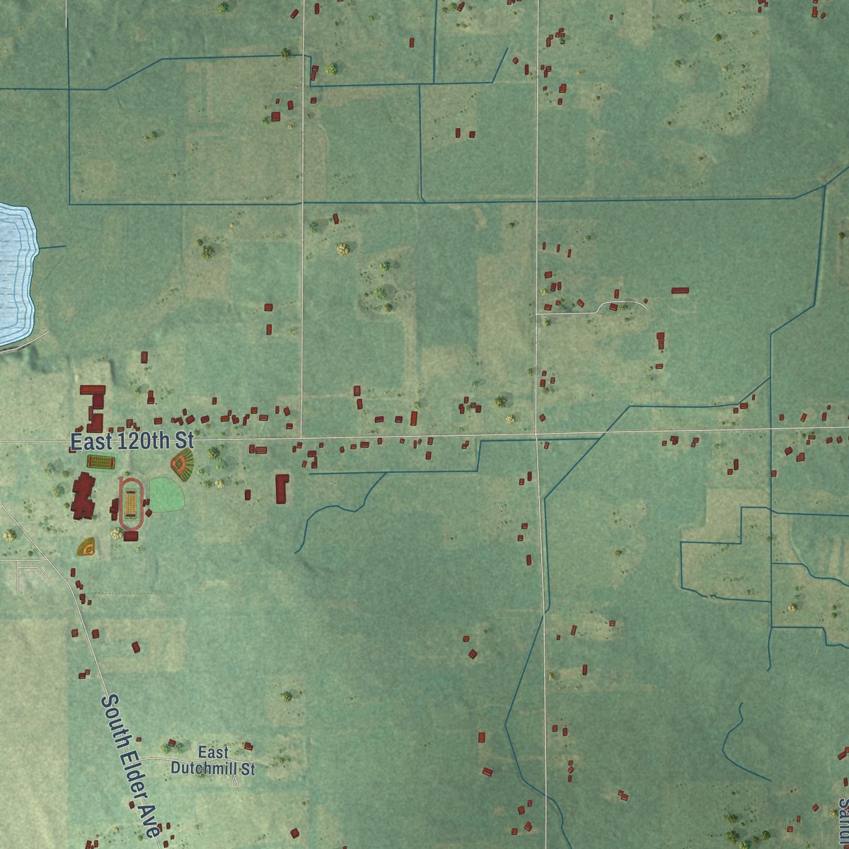 Second close-up of the map of Grant Township, Newaygo County, Michigan print showing more streets and buildings