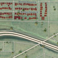 Second close-up of the map of Grant Park, Oregon print showing more streets and buildings