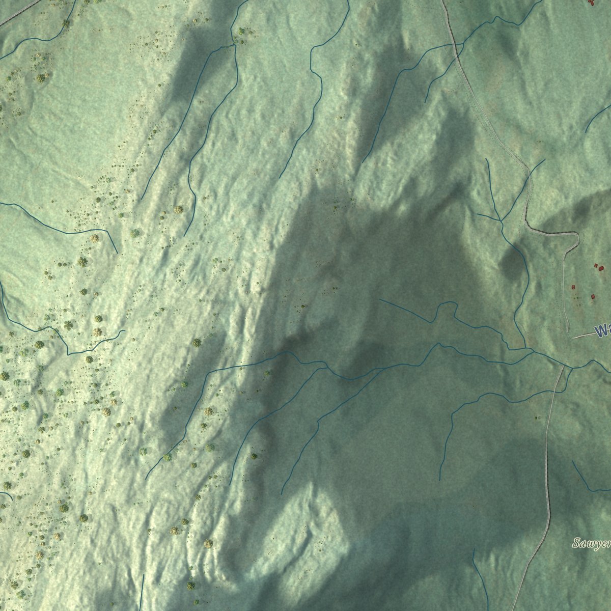 Second close-up of the map of Grantham, New Hampshire print showing more streets and buildings
