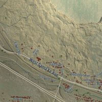 Second close-up of the map of Grants, New Mexico print showing more streets and buildings