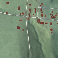 Second close-up of the map of Grantsburg, Indiana print showing more streets and buildings