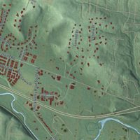 Second close-up of the map of Granville, Ohio print showing more streets and buildings