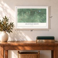 Granville South, Ohio map, 12 x 18 inch print in a white frame in an entryway