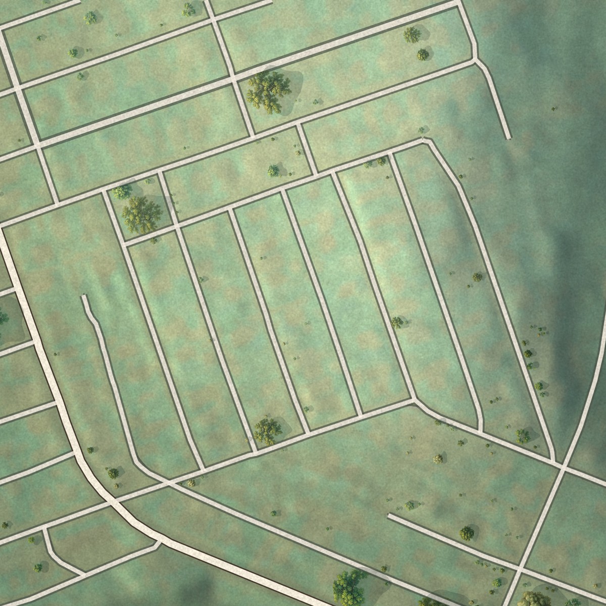 Second close-up of the map of Grapeville, Pennsylvania print showing more streets and buildings