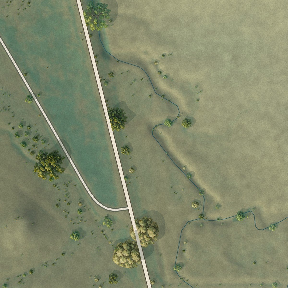 Second close-up of the map of Grass Range, Montana print showing more streets and buildings