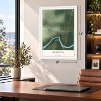 Grasston, Minnesota map, 18 x 24 inch print in a white frame in a home office