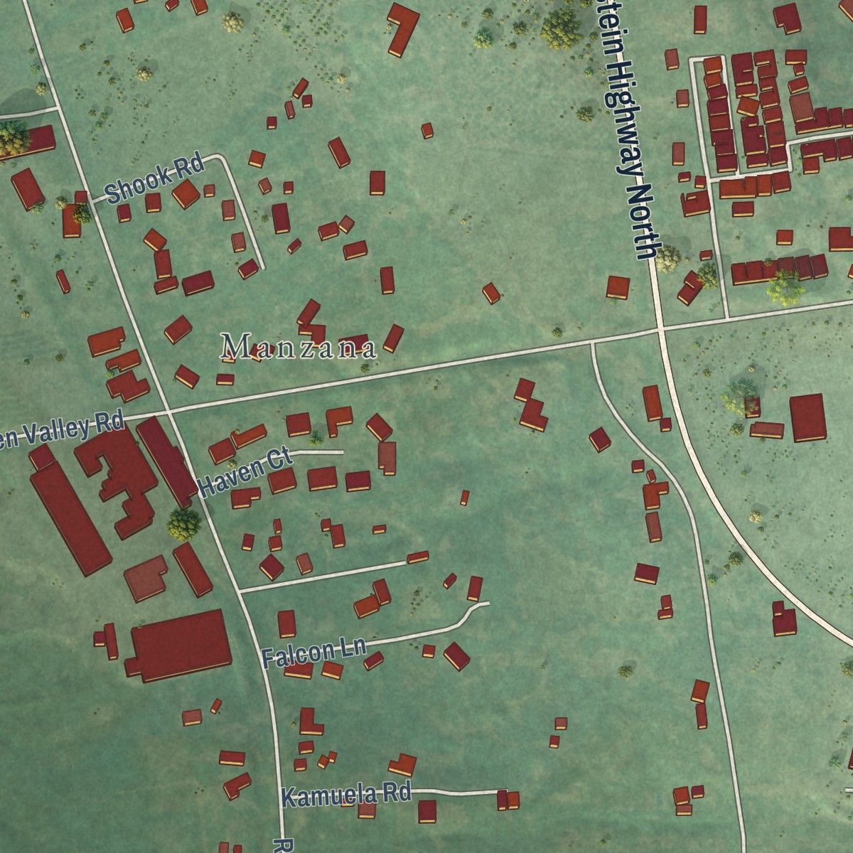 Second close-up of the map of Graton, California print showing more streets and buildings