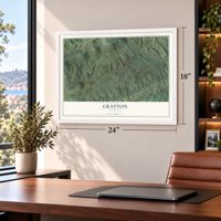 Gratton, Virginia map, 18 x 24 inch print in a white frame in a home office