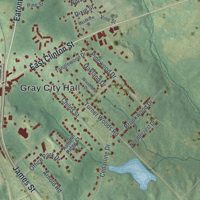 Second close-up of the map of Gray, Georgia print showing more streets and buildings