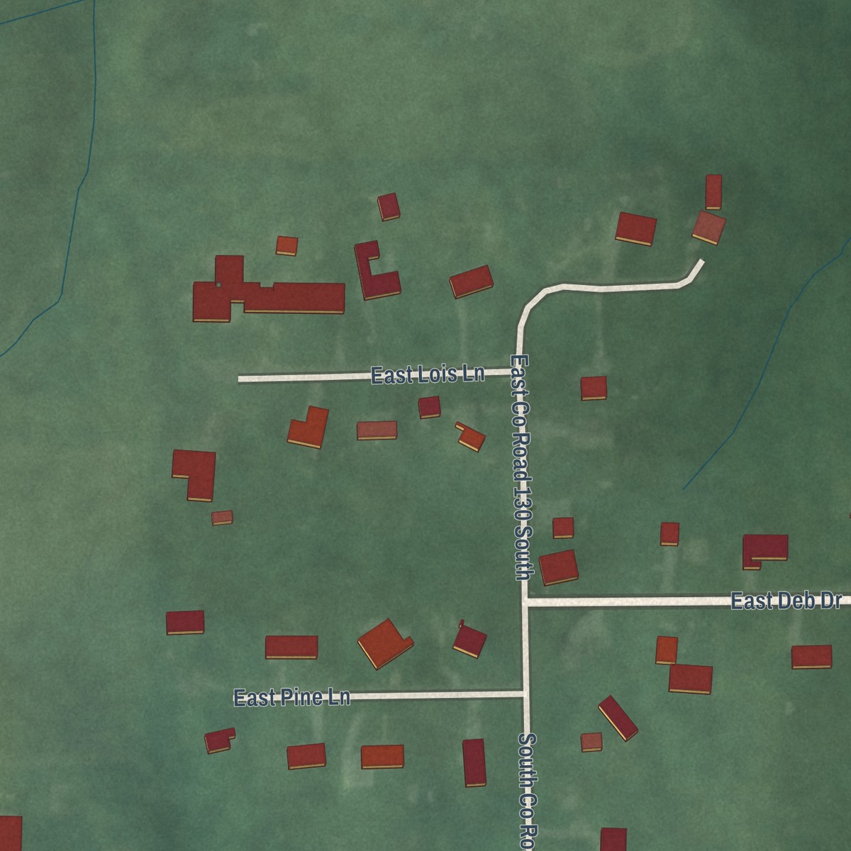 Second close-up of the map of Grayford, Indiana print showing more streets and buildings