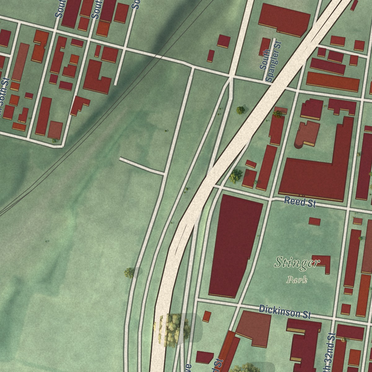 Second close-up of the map of Grays Ferry, Pennsylvania print showing more streets and buildings