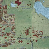 Second close-up of the map of Grayslake, Illinois print showing more streets and buildings