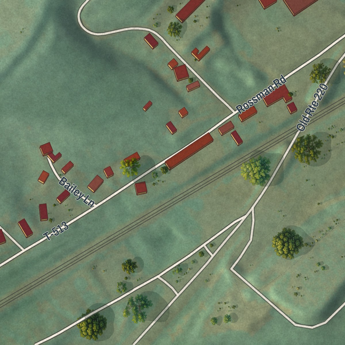 Second close-up of the map of Grazierville, Pennsylvania print showing more streets and buildings