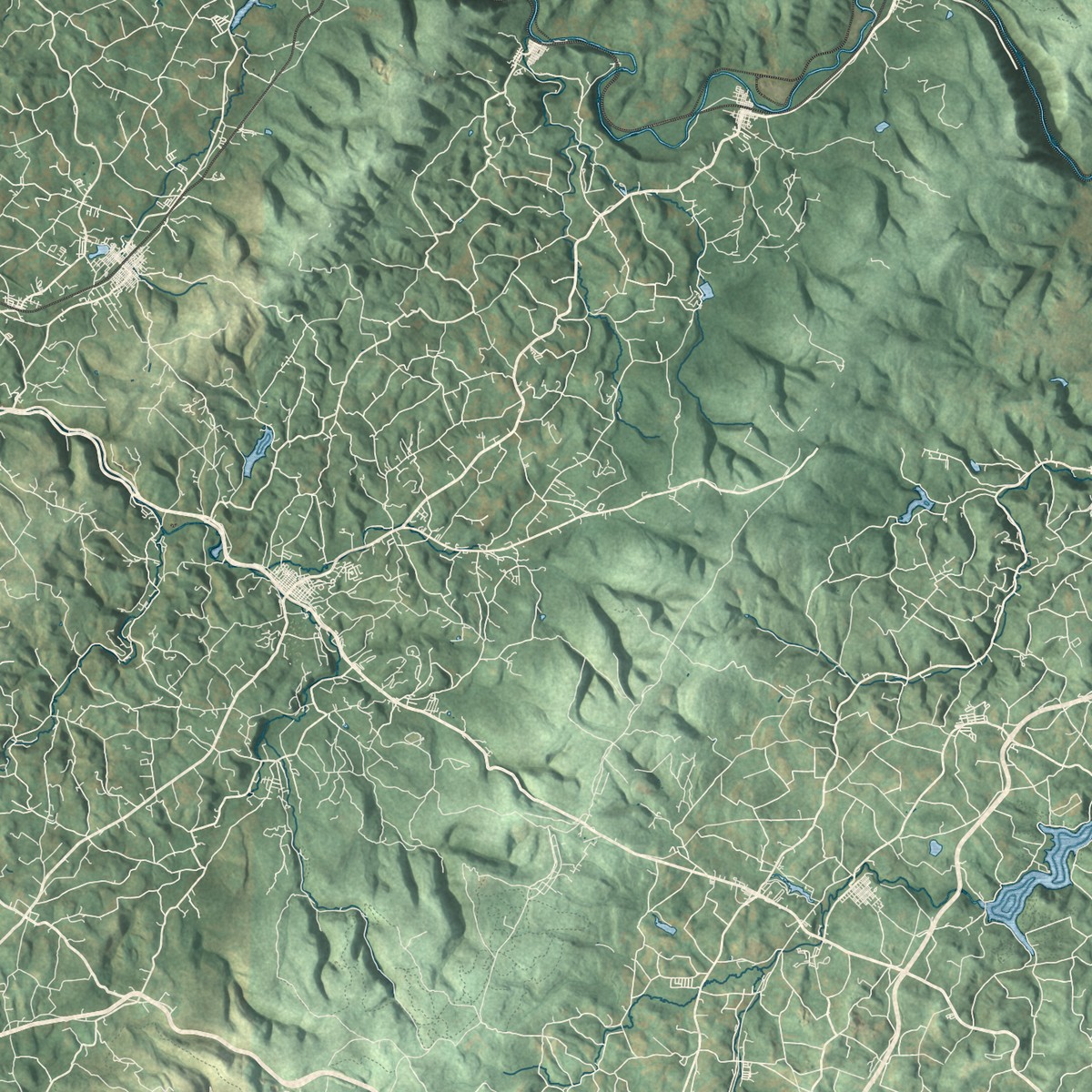 Second close-up of the map of Great Allegheny Passage, Pennsylvania print showing more streets and buildings