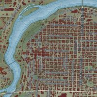 Second close-up of the map of Great Falls, Montana print showing more streets and buildings