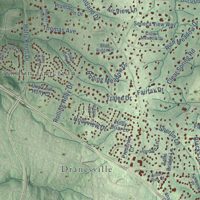 Second close-up of the map of Great Falls, Virginia print showing more streets and buildings
