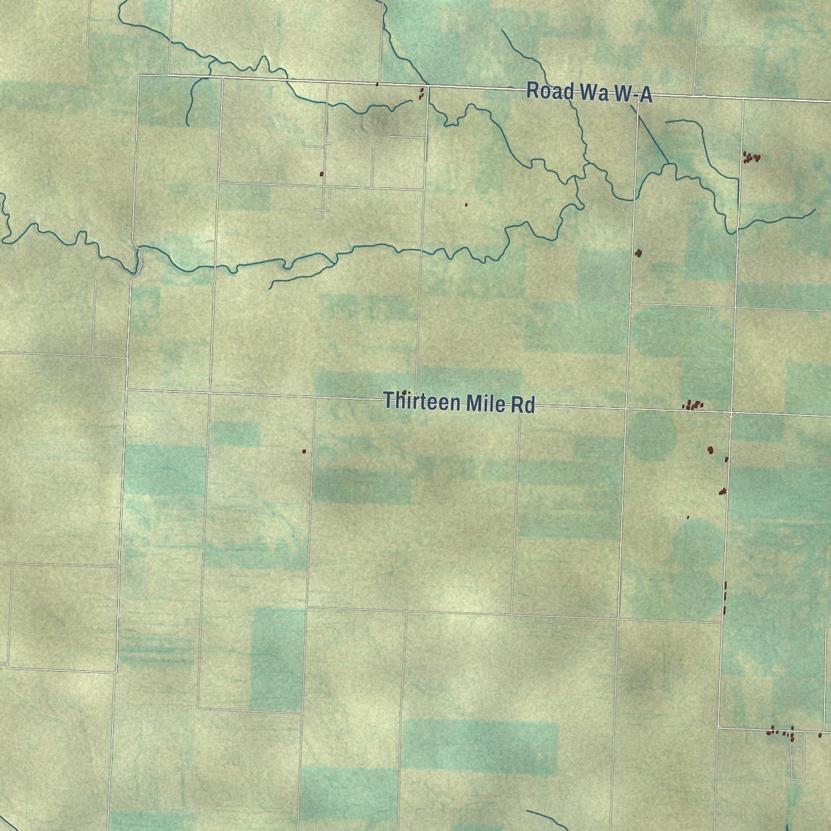 Second close-up of the map of Greeley County, Kansas print showing more streets and buildings