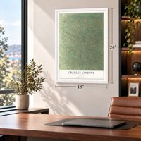 Greeley County, Kansas map, 18 x 24 inch print in a white frame in a home office