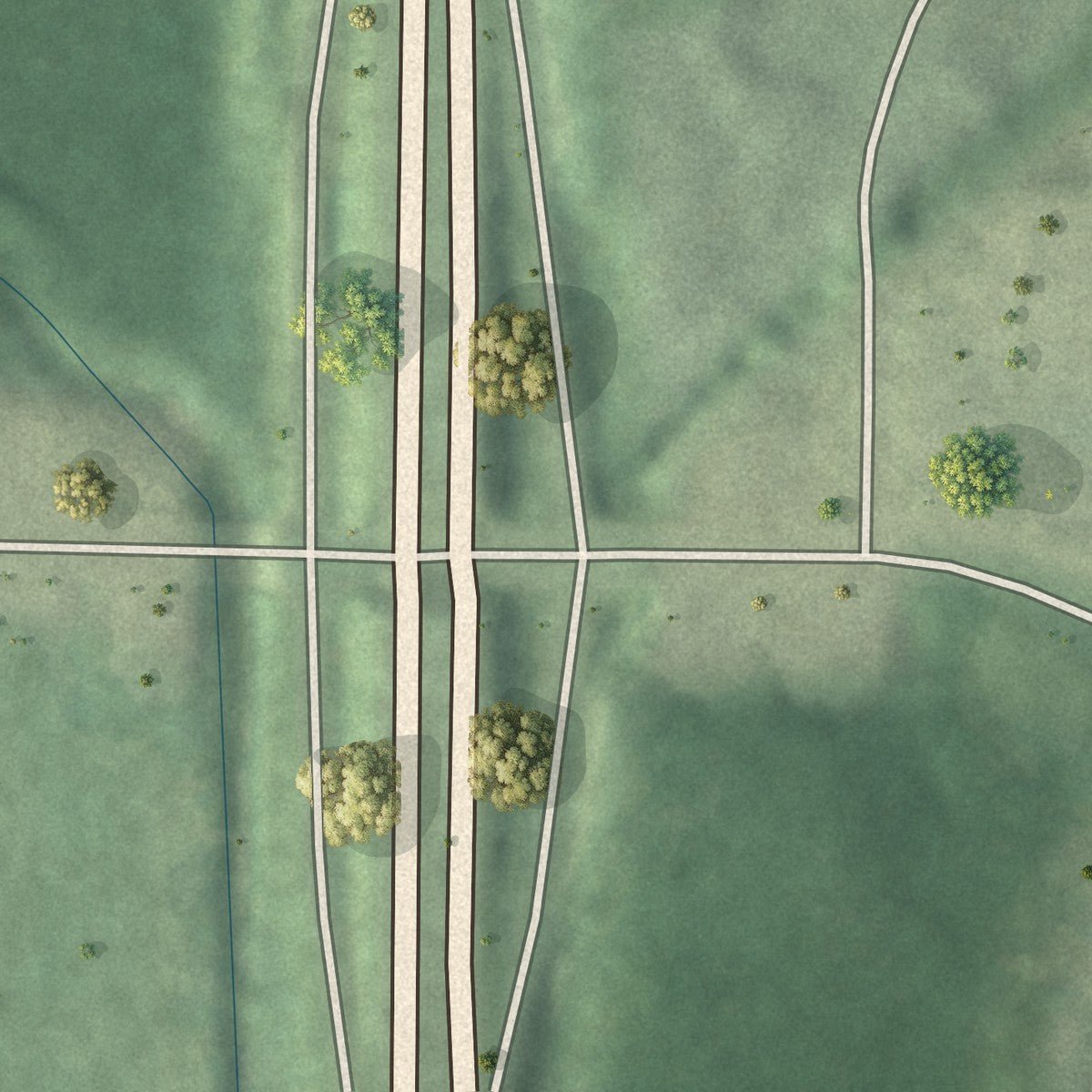 Second close-up of the map of Green Acres Valley, Georgia print showing more streets and buildings