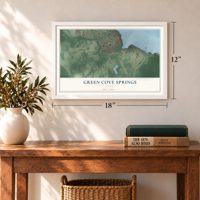 Green Cove Springs, Florida map, 12 x 18 inch print in a white frame in an entryway