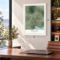 Green Isle, Minnesota map, 18 x 24 inch print in a white frame in a home office