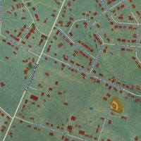 Second close-up of the map of Green Level, North Carolina print showing more streets and buildings