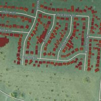 Second close-up of the map of Green Meadows, Ohio print showing more streets and buildings