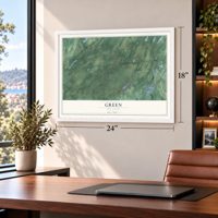 Green, New Jersey map, 18 x 24 inch print in a white frame in a home office