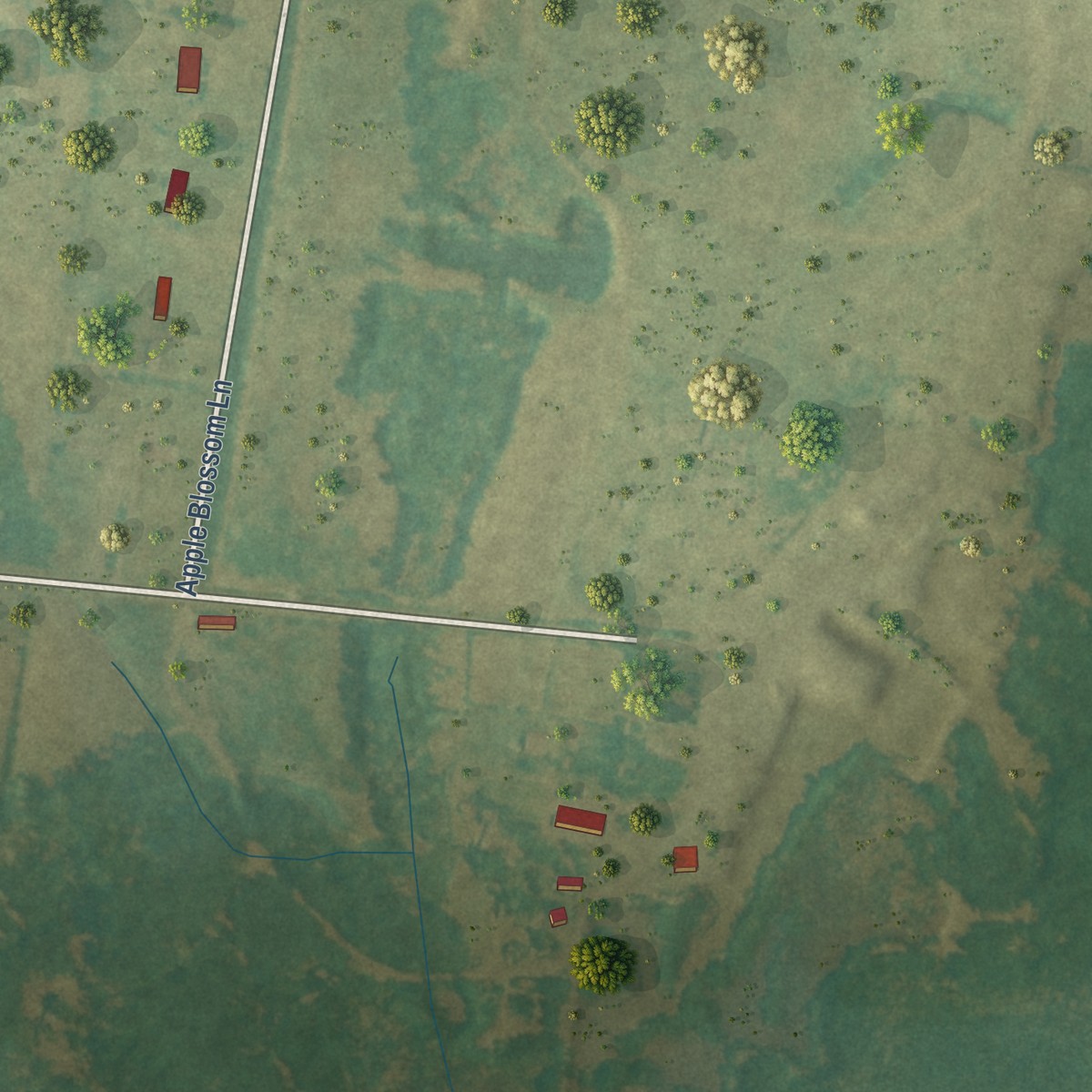 Second close-up of the map of Green Sea, South Carolina print showing more streets and buildings