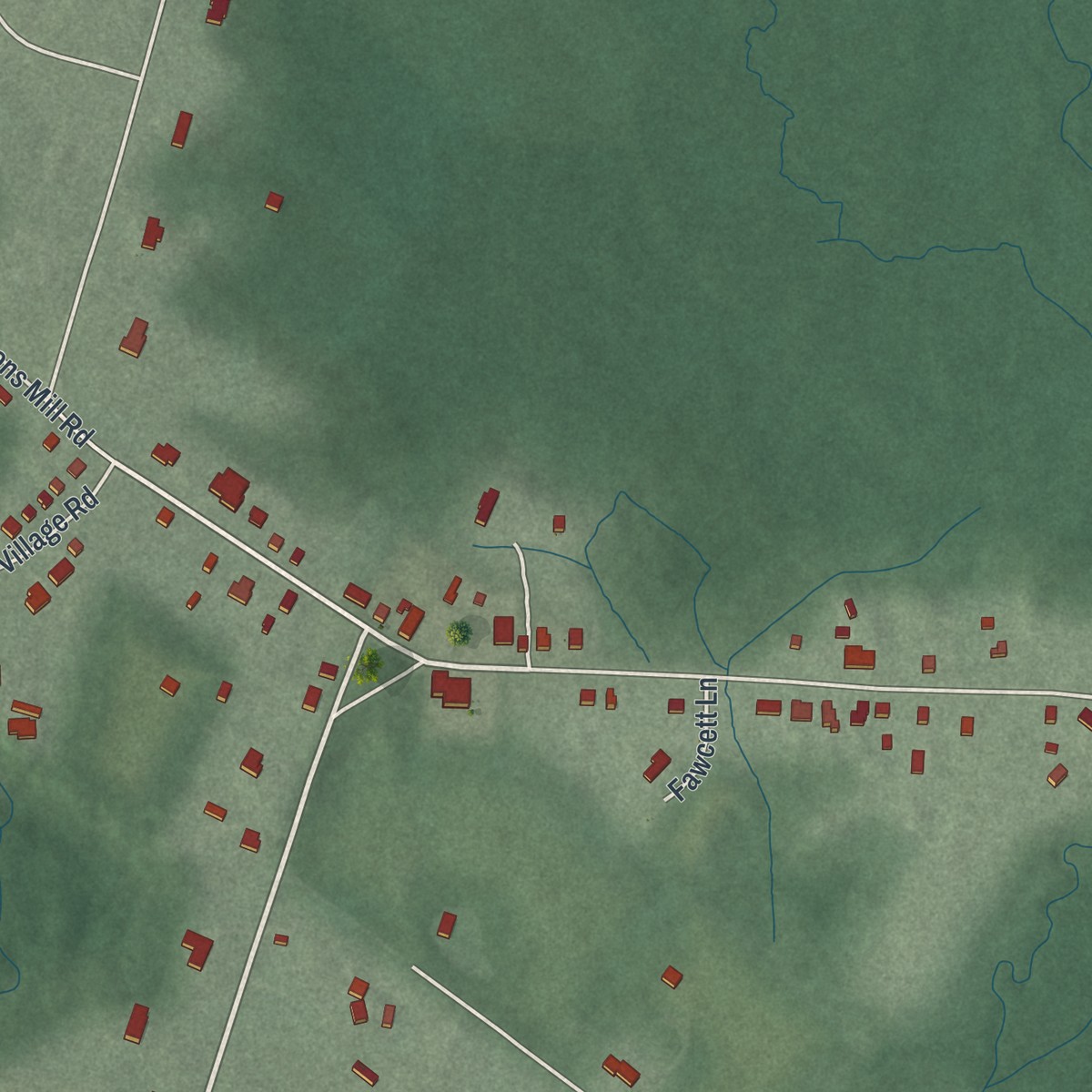 Second close-up of the map of Green Village, New Jersey print showing more streets and buildings