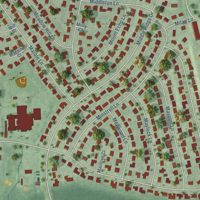 Second close-up of the map of Greenbriar, Virginia print showing more streets and buildings