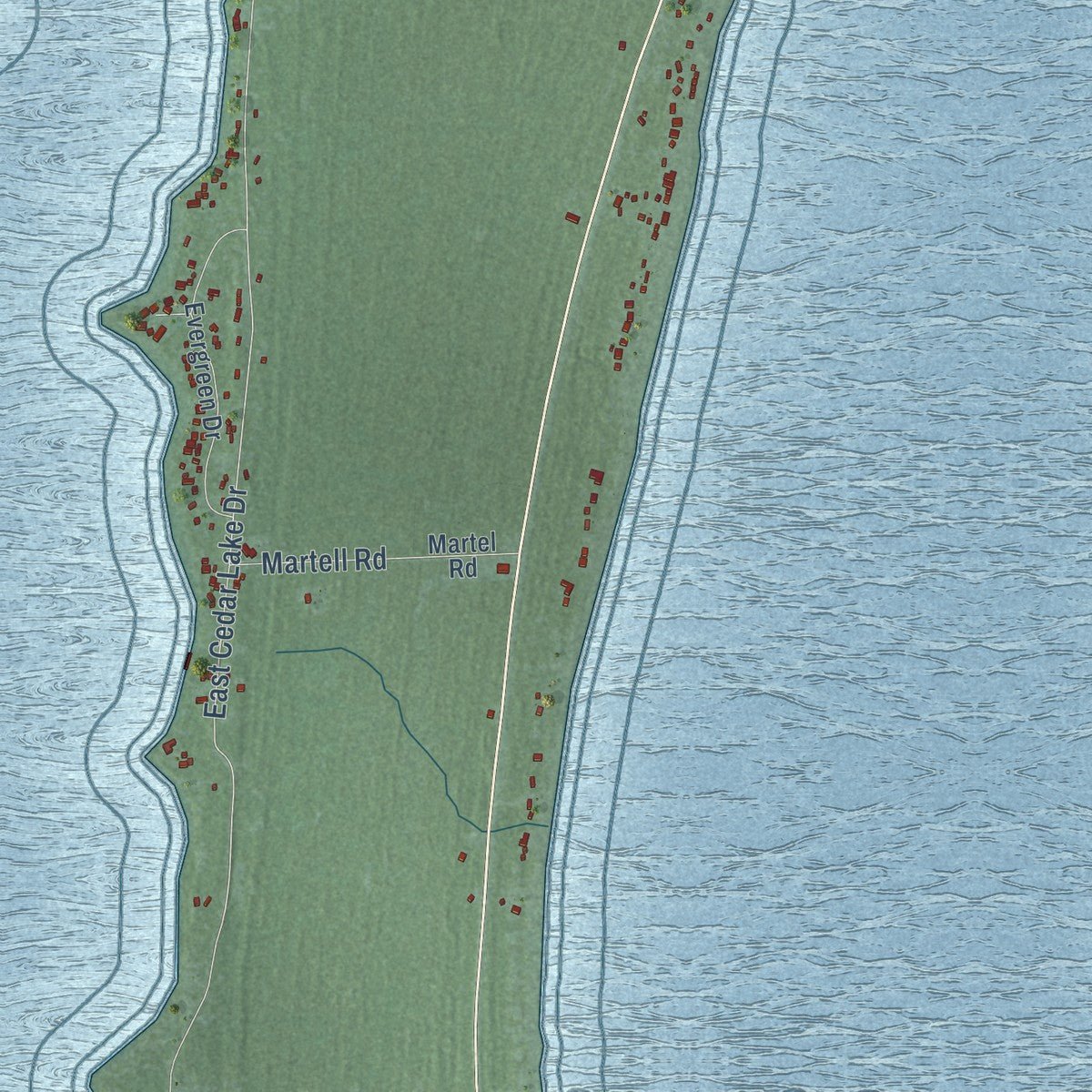 Second close-up of the map of Greenbush, Alcona County, Michigan print showing more streets and buildings