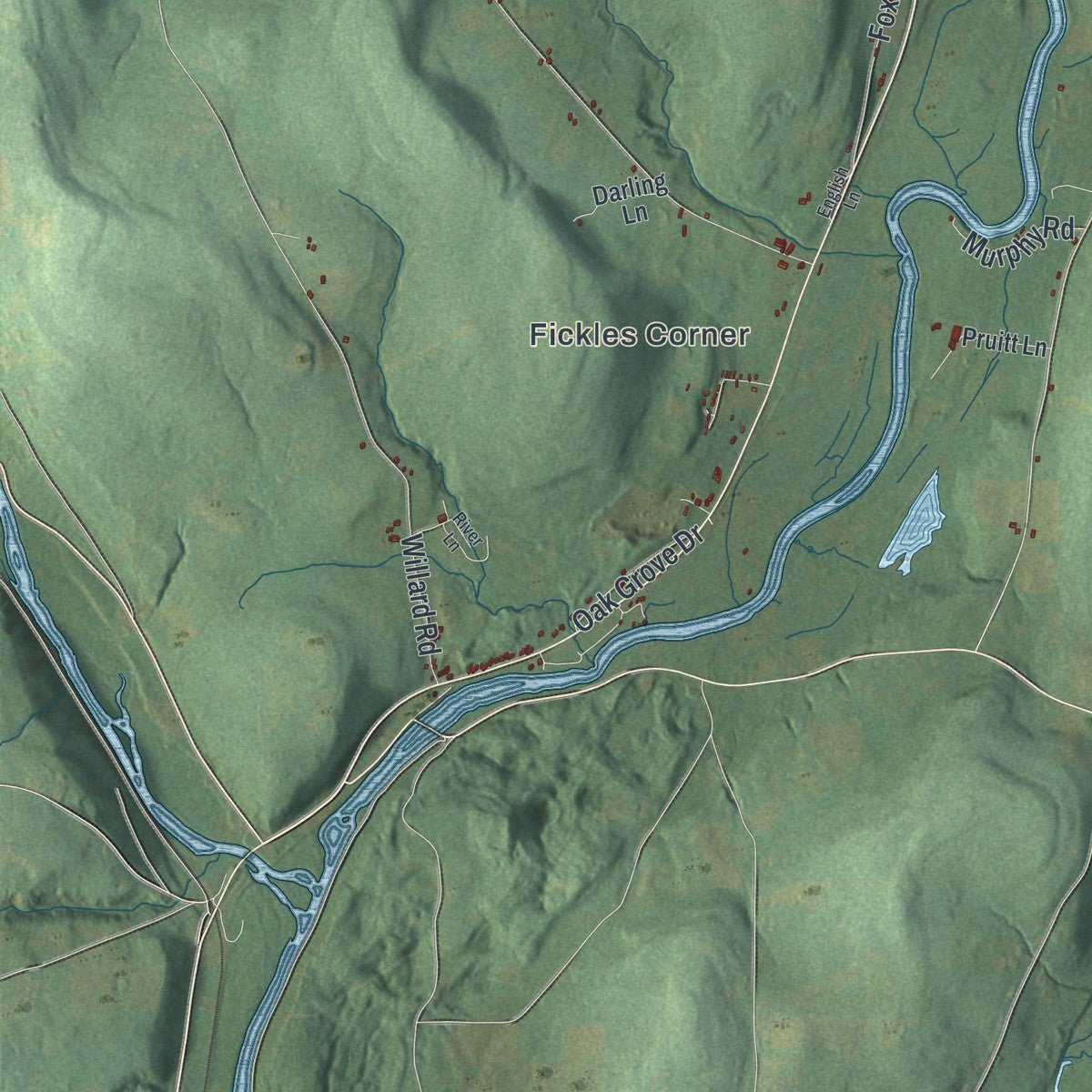 Second close-up of the map of Greene, New York print showing more streets and buildings