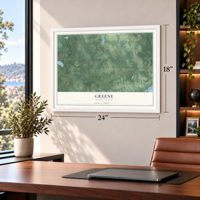 Greene, Rhode Island map, 18 x 24 inch print in a white frame in a home office