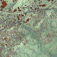 Second close-up of the map of Greeneville, Tennessee print showing more streets and buildings