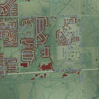 Second close-up of the map of Greenfield, Indiana print showing more streets and buildings