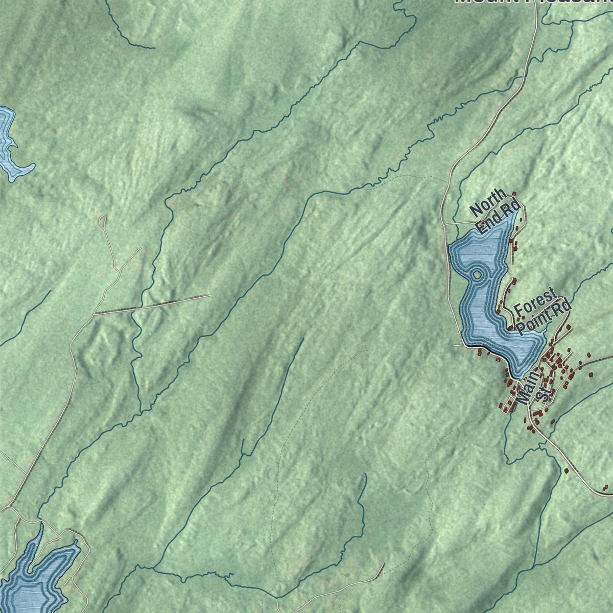 Second close-up of the map of Greenfield, New York print showing more streets and buildings