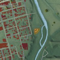 Second close-up of the map of Greenfield, Ohio print showing more streets and buildings