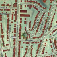 Second close-up of the map of Greenfield, Pennsylvania print showing more streets and buildings