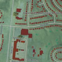 Second close-up of the map of Greenhills, Ohio print showing more streets and buildings