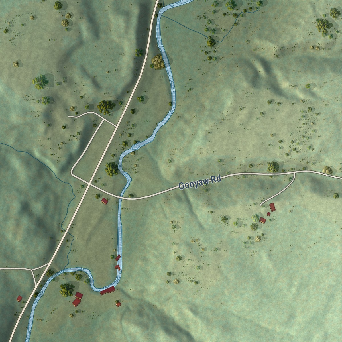 Second close-up of the map of Greensboro Bend, Vermont print showing more streets and buildings