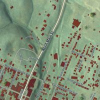 Second close-up of the map of Greensburg, Kentucky print showing more streets and buildings
