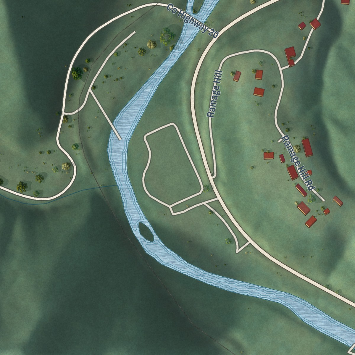 Second close-up of the map of Greenview, West Virginia print showing more streets and buildings