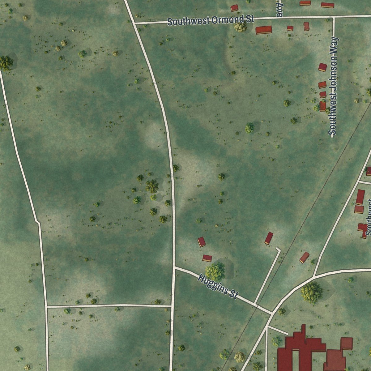 Second close-up of the map of Greenville, Florida print showing more streets and buildings
