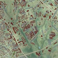 Second close-up of the map of Greenville, South Carolina print showing more streets and buildings