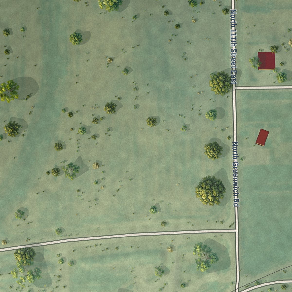 Second close-up of the map of Greenwich, Kansas print showing more streets and buildings