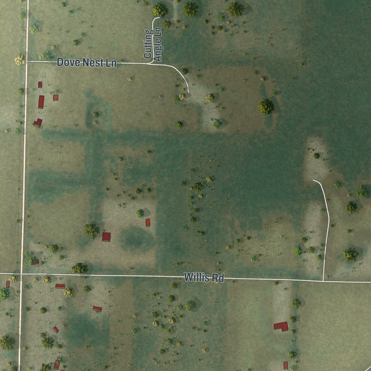 Second close-up of the map of Greenwood, Florida print showing more streets and buildings