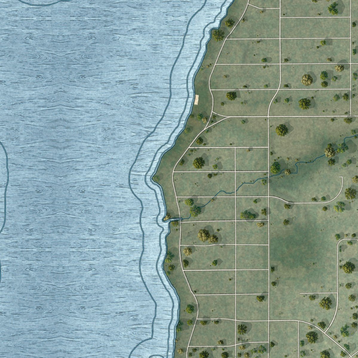Second close-up of the map of Greenwood, Illinois print showing more streets and buildings