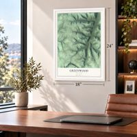 Greenwood, New York map, 18 x 24 inch print in a white frame in a home office